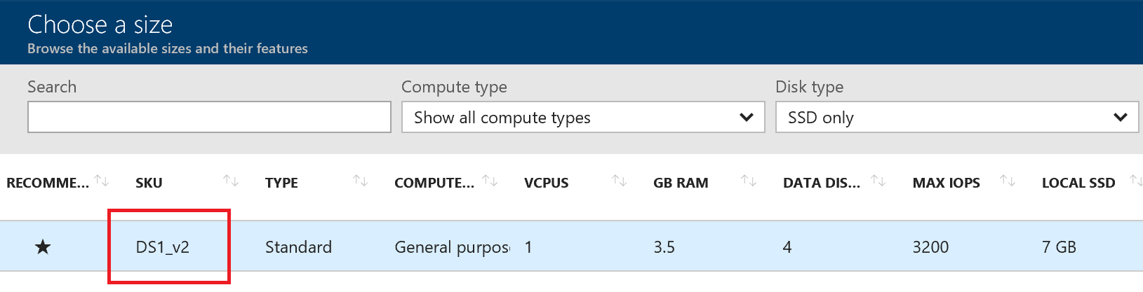 Ubuntu VM Size