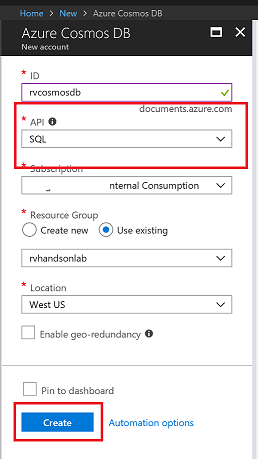 Create Cosmos DB