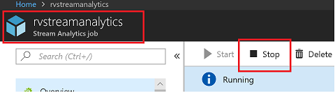 Stop Stream Analytics Job