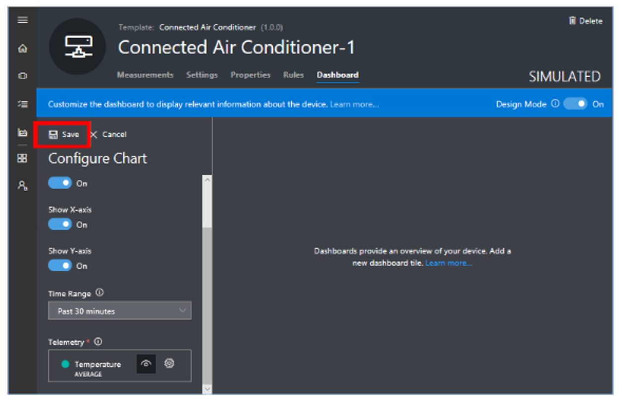Configure Line Chart Table Save
