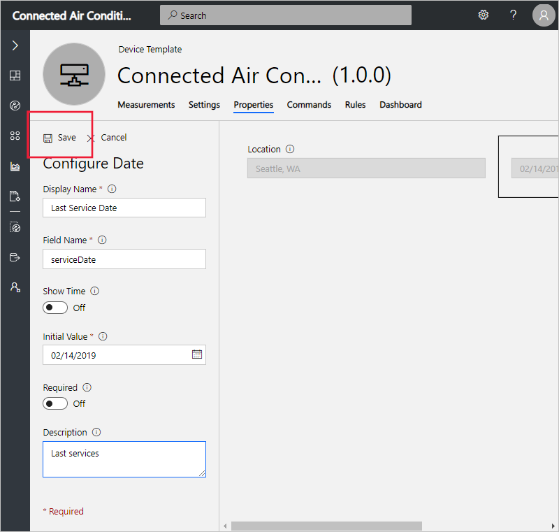 Configure the device properties