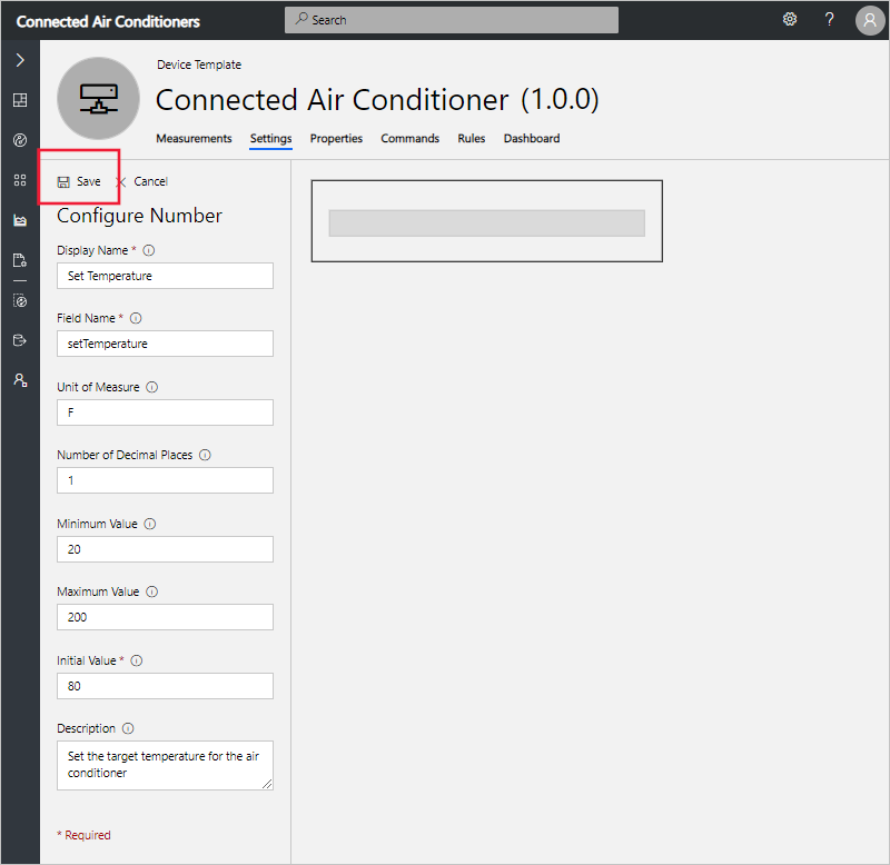Configure Set Temperature setting