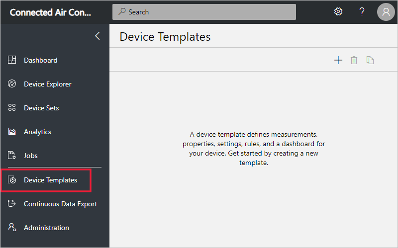 Device Templates page